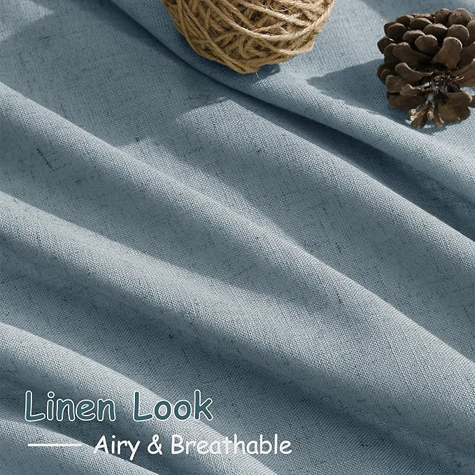 Nanspring Light Blue Linen Curtains 72 Inch Length - Image 5