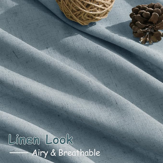 Extra Long Light Blue Linen Curtains 120 Inch - Image 5