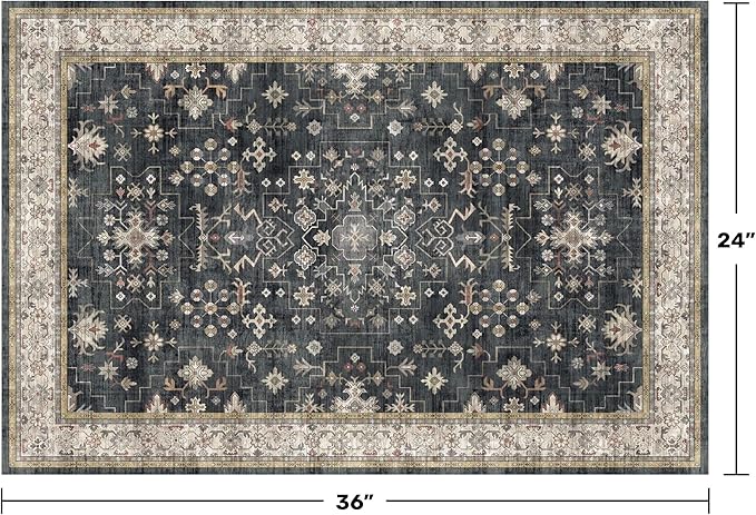 Black Washable 2x3 Entry Rug, Small Rugs - Image 2