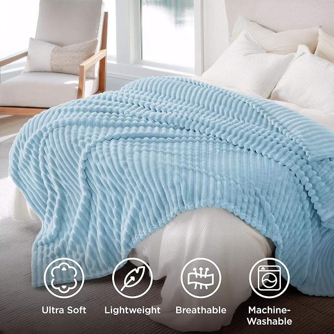 Bedsure GentleSoft Blue Full Blanket - Image 5
