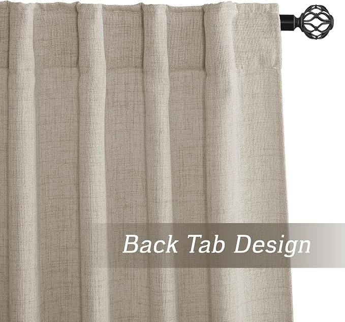 RYB HOME Natural Beige Linen Sheer Curtains 72 inches Long - Image 5