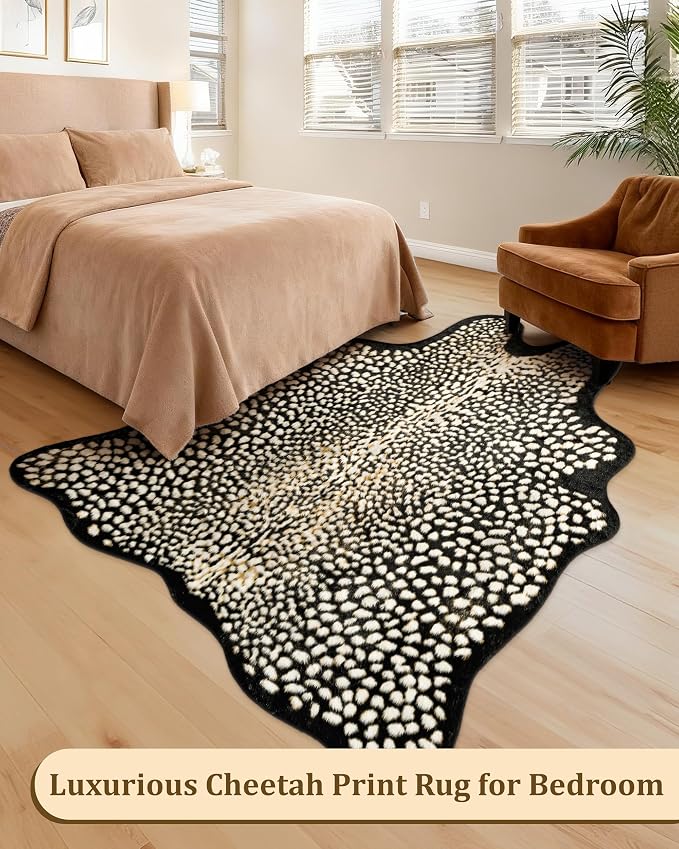 Leopard Print Rug for Living Room, Cheetah Rug 6.2x8.2 Faux Animal Print Skin - Image 6