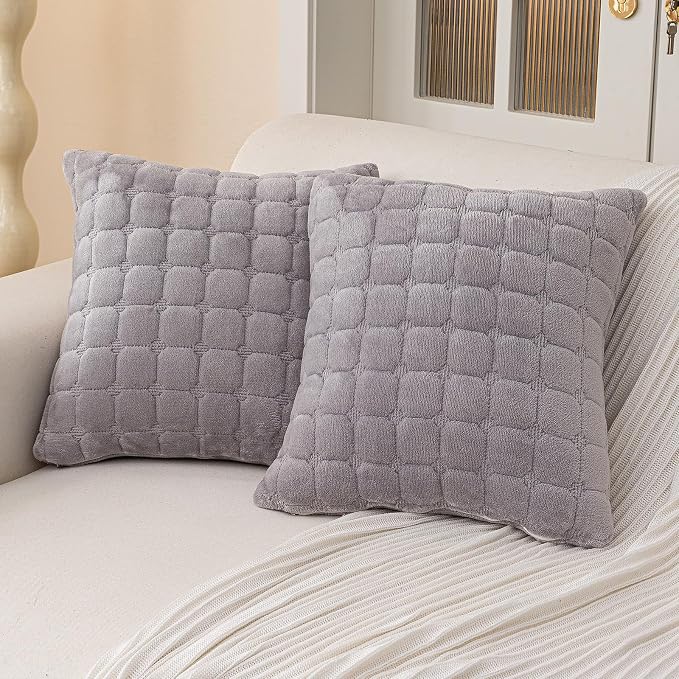 Velvet Throw Pillow Covers 22×22 Inch Decorative Pillows Cover Neutral Soft by MDSASFD