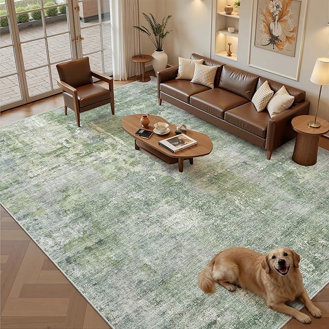 Area Rug 10x12 Vintage Washable Living Room Large Carpet Non Slip Bedroom - Image 2