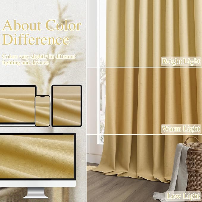 Guken 100% Blackout Curtains 100 Inch Length 2 Panels Set - Image 7