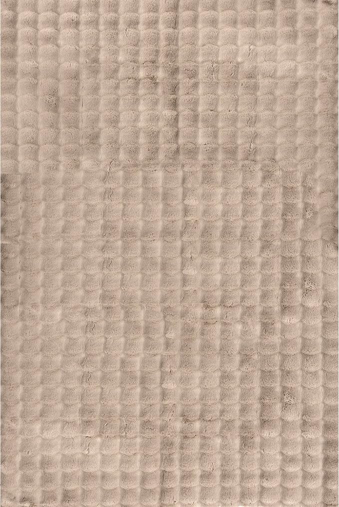 Nuloom Jeni Taupe, Solid Faux Rabbit, Fluffy and Cozy, High Traffic, Stain - Image 5