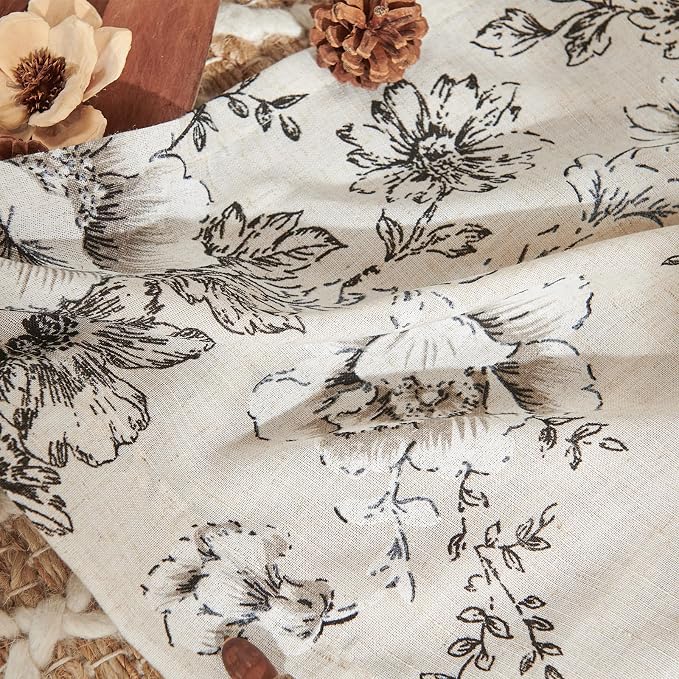 jinchan Lined Linen Blend Curtain Floral Curtains - Image 9