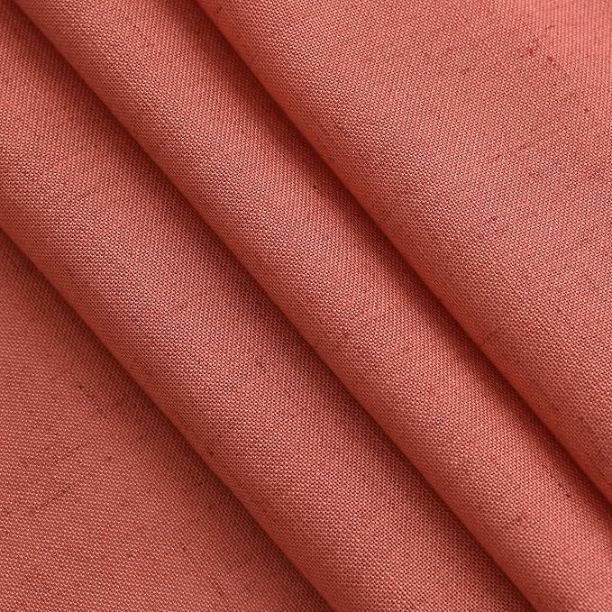 Coral Linen Curtains 84 Inch Length 2 Panels Set Back Tab Rod Pocket Light - Image 5