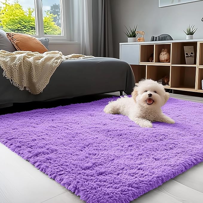 OLANLY 3x5 Machine Washable Small Bedside Rug, Soft Fluffy Shaggy Rugs by OLANLY