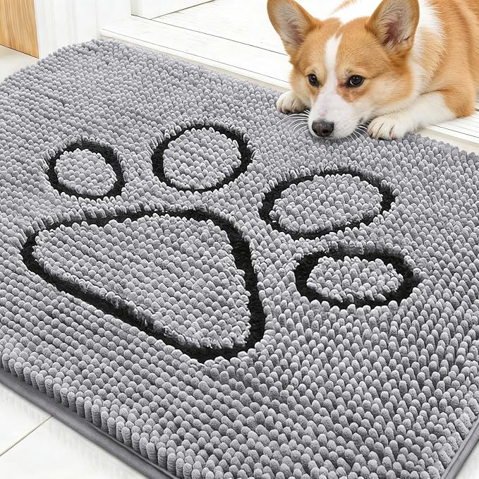 OLANLY Dog Door Mat for Muddy Paws 30x20, Paw Print Design, Absorbs Moisture by OLANLY