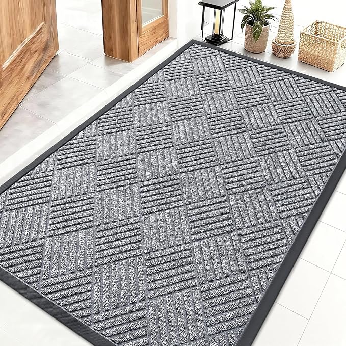 OLANLY Front Door Mat Outside Entrance 47x32, Heavy Duty Sturdy Natural Rubber by OLANLY