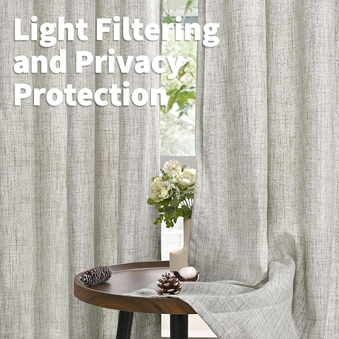 YoungsTex Linen Semi Sheer Curtains 90 Inches Long - Image 3