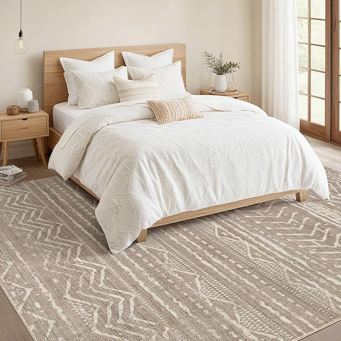 Nakagishi 7x10 Area Rugs Living Room: Washable Boho Large Neutral Soft - Image 4