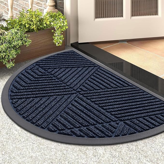 Smiry Half Circle Front Door Mat Outside Entrance, Heavy Duty Sturdy Natural by Smiry