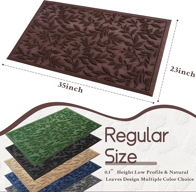 Coffee Brown Leaves Outdoor Indoor Entrance Doormats, Absorbent Durable Heavy - Image 2