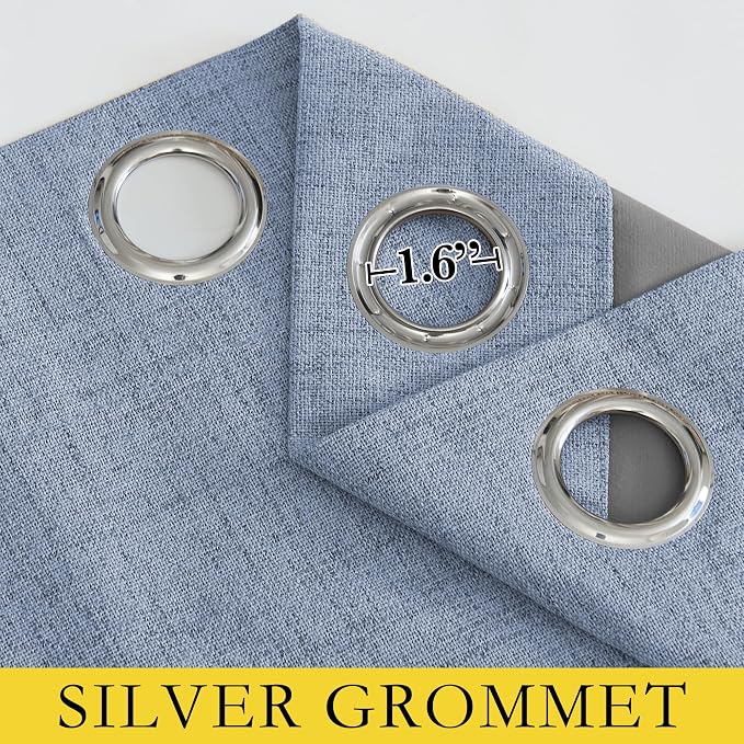 NICETOWN Stone Blue Vintage Linen 100% Blackout Curtains - Image 7