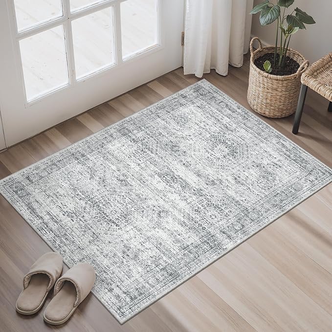 2x3 Washable Rugs for Kitchen, Powder Room Small Area Rug Non-Slip Vintage Low - Image 2
