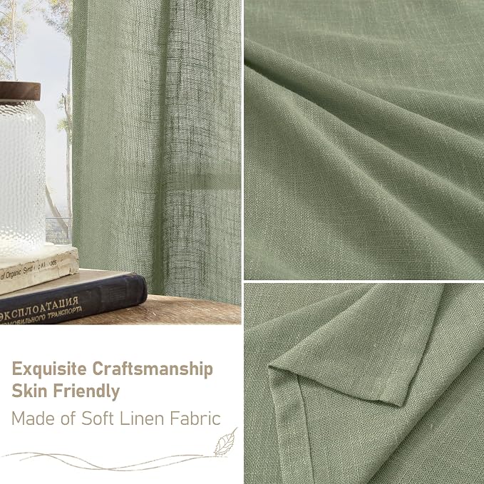 LAMIT Small Linen Curtains 2 Panels Set - Image 6