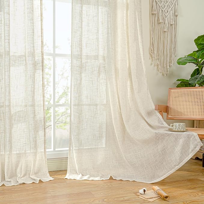LAMIT Short Kitchen Linen Curtains 24 Inch Length - Image 9