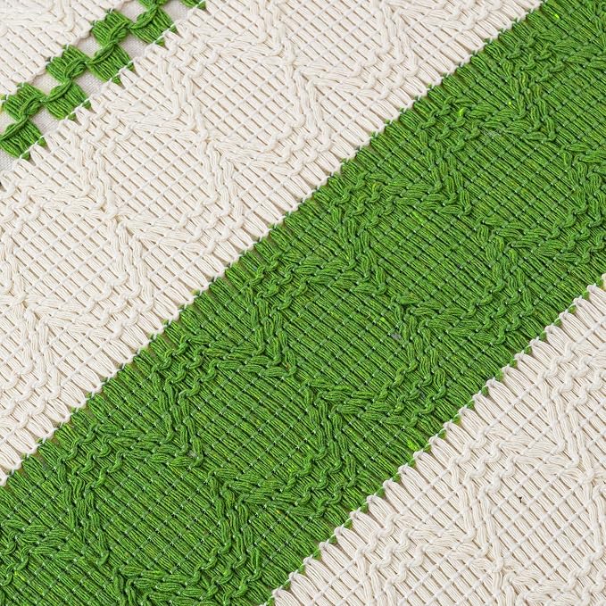 Fancy Homi Set of 1 Boho Lime Green Lumbar Decorative Throw Pillow Cover 12x20 - Image 4