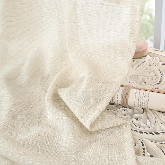 BGment Beige Linen Curtains 45 Inch Length - Image 7