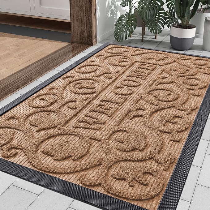 Smiry Welcome Door Mat Outside Entrance, Heavy Duty Trap Dirt and Moisture Easy by Smiry