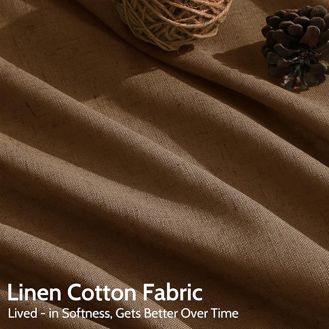 Nanspring Tobacco Brown Linen Curtains 84 Inches Long - Image 4