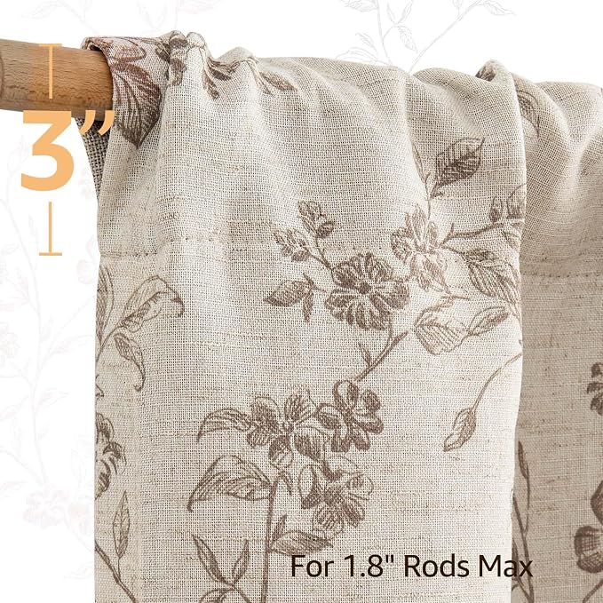 jinchan Linen Kitchen Valance for Windows 16 Inch Floral Double Layer Valance - Image 8