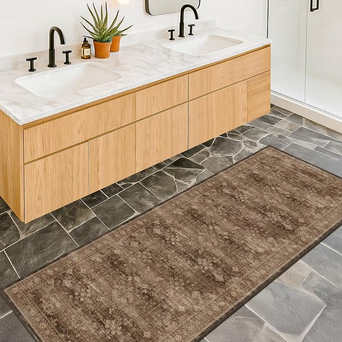 Brown Boho Washable 2x7 Runner Rugs - Image 8