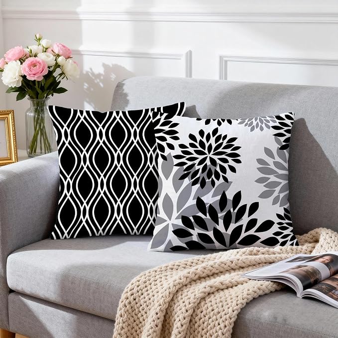 Hexagram Geometric Black Pillow Covers 18x18 Set of 4, Decorative Outdoor Boho - Image 3