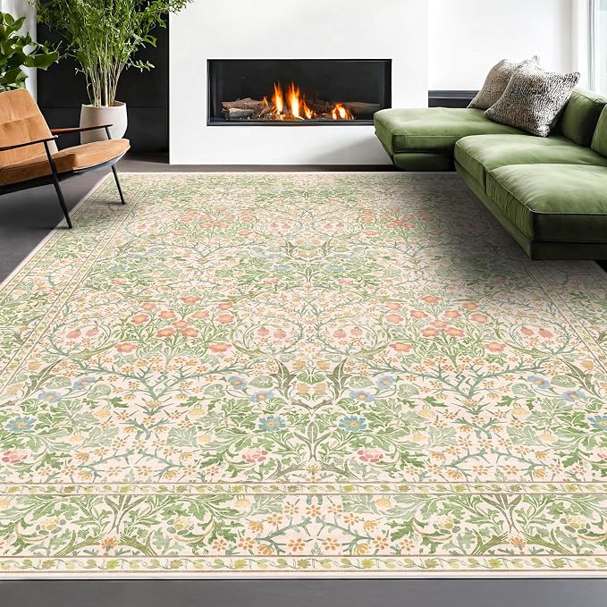 Washable Light Green Rug for Bedroom - Image 3