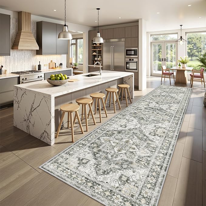 Runner Rug 2x10, Ultra-Thin Kitchen Rugs Non Slip Washable Rugs by Restydon