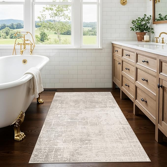Washable 3x4 Kitchen Area Rugs: Abstract Stain-Resistant Sink Rug Non-Slip - Image 4