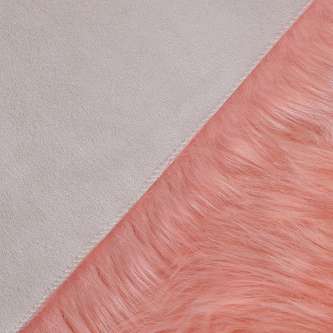 linmopm Faux Fur Rug Sheepskin Shag Fluffy Fuzzy Pink 3x3 ft Rugs - Image 4