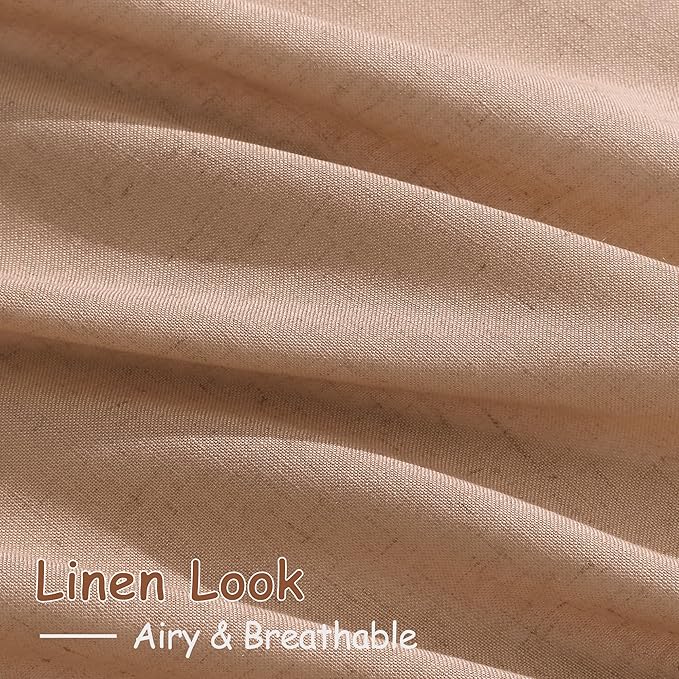 Nanspring Peach Linen Curtains 102 Inches Long Rod Pocket Back Tab Drapes 2 - Image 3
