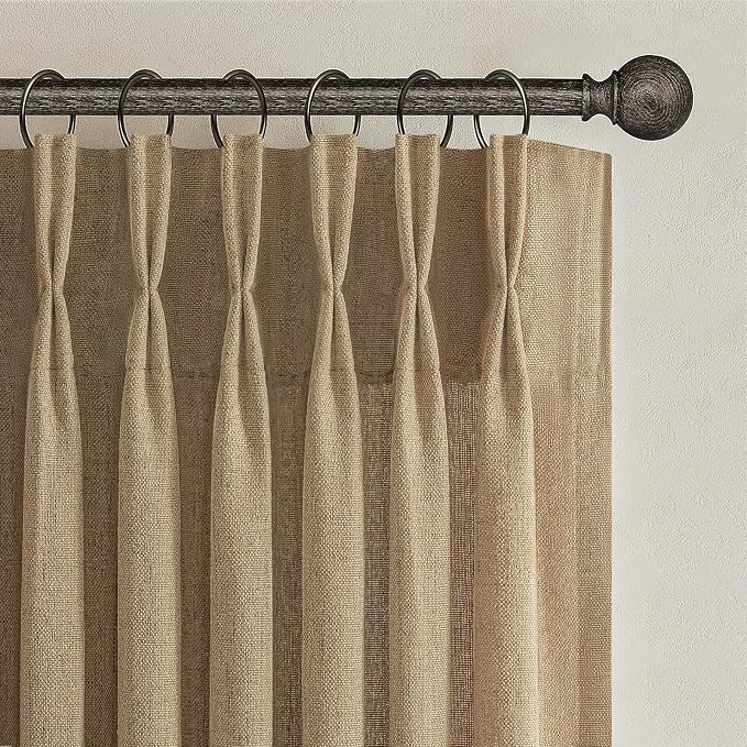 Pleated Linen Rust Brown Curtains 84 Inches Long 2 Panels Set - Image 7