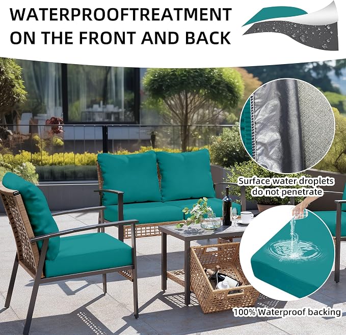 14Pcs Outdoor Cushion Covers, Patio Cushion Covers, Stretch Elastic Slipcovers - Image 4