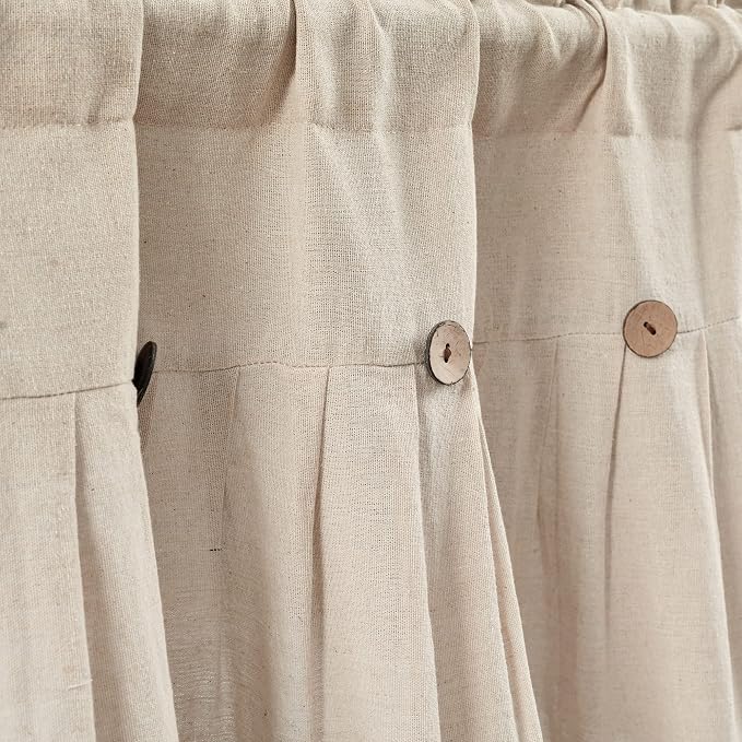 Lush Decor Linen Button Farmhouse Valance, Dark Linen - Image 3