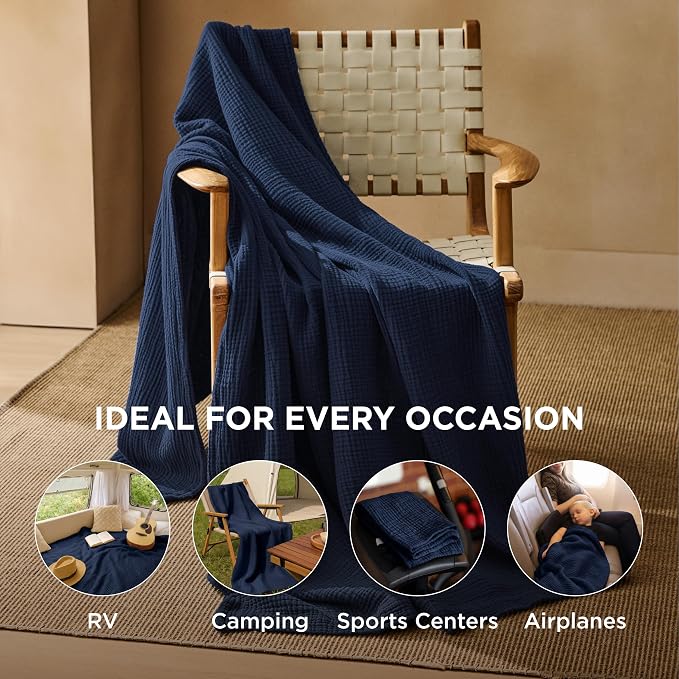 Bedsure 100% Cotton Muslin Throw Blanket Twin XL - Image 4