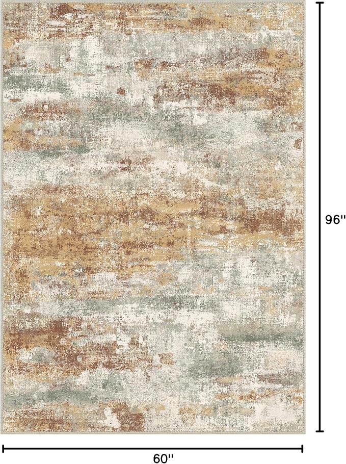 Area Rugs 5x8 for Living Room Bedroom, Modern Abstract Machine Washable Rug - Image 2