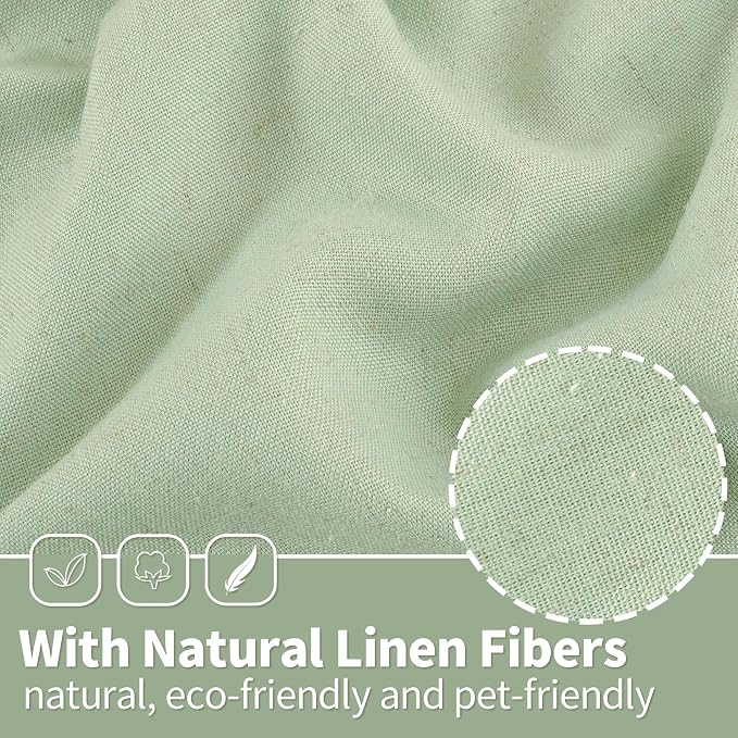 YoungsTex Sage Linen Curtains for Living Room Spring Decor, Light Green Light - Image 6