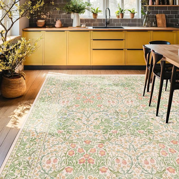 Light Green Bedroom Rug, 7x10 Washable Area Rug Non-Slip - Image 6