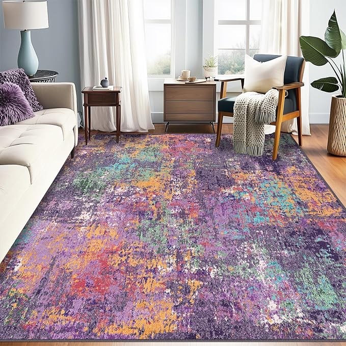 Washable Area Rugs 6'x9' Non-Slip Modern Abstract Soft by RELEANY