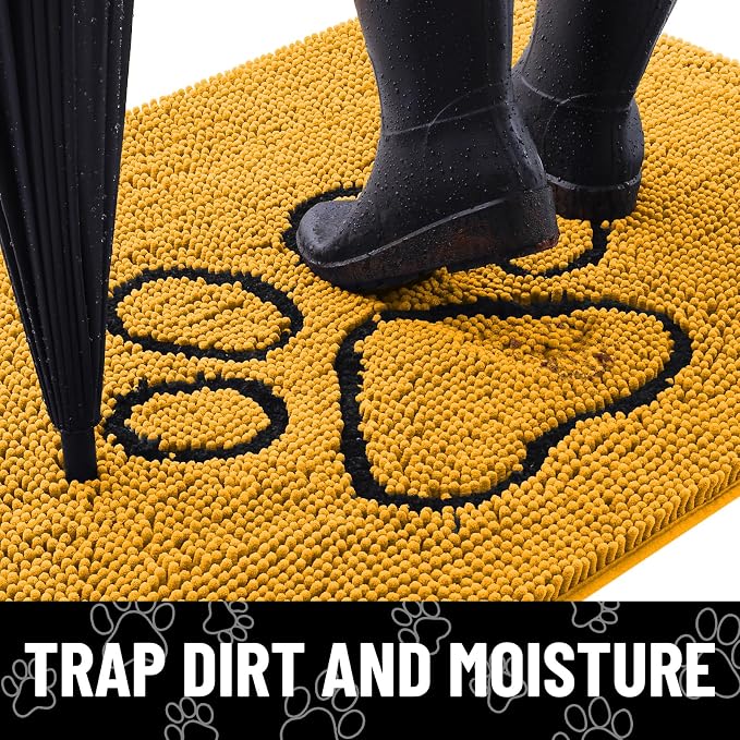 Smiry Dog Door Mat for Muddy Paws, Absorbent Dirt Trapper Non Slip Quick Dry - Image 2