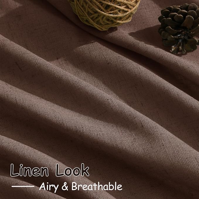 Nanspring Mocha Mousse Curtains 120 Inches Long 2 Panels Set Back Tab Linen - Image 5