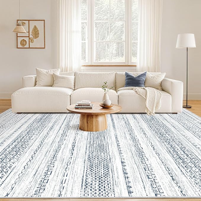 Nakagishi 8x10 Area Rugs Living Room: Washable Boho Large Neutral Soft - Image 2