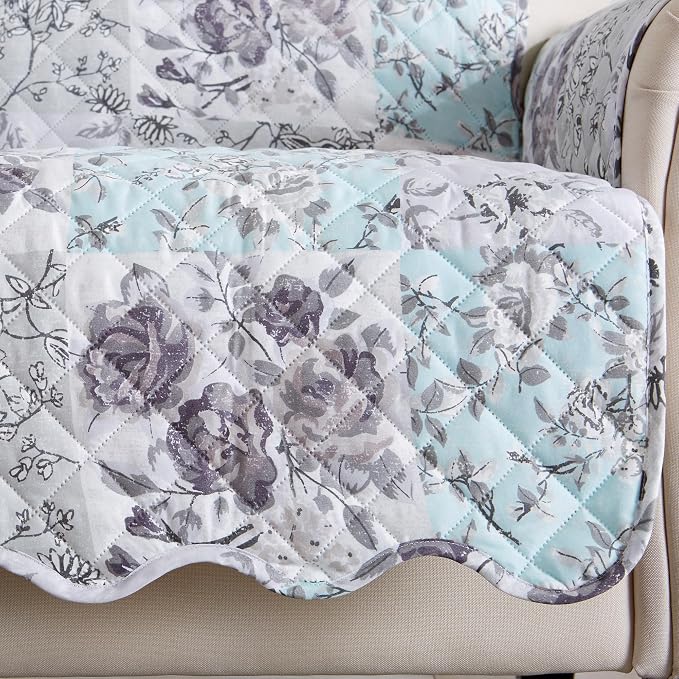 Great Bay Home Reversible Floral Patchwork Sofa Furniture Protector - Image 2