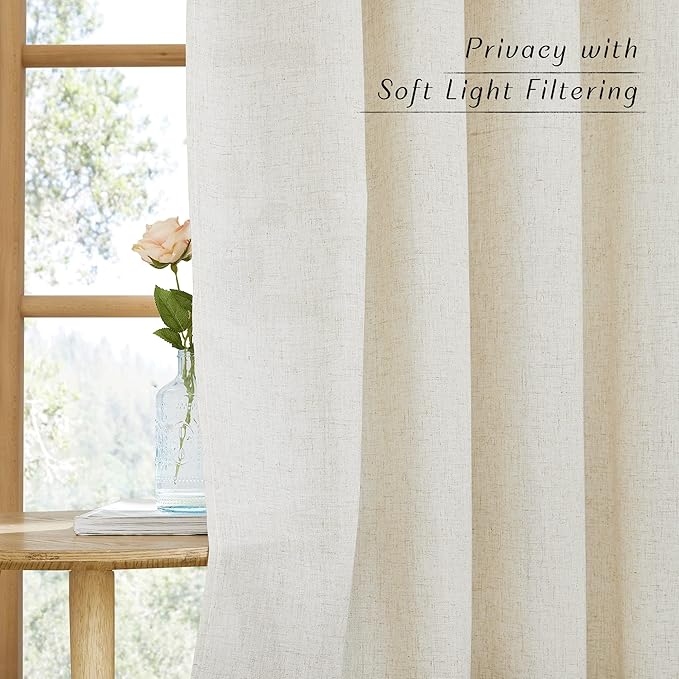 NICETOWN Natural Linen Kitchen Curtains 36 inch Length, Decorative Thick Flax - Image 5