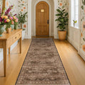 Brown Washable Long Runners for Hallways, Entryway Indoor Rug, Non Slip Rubber by HazoHaus