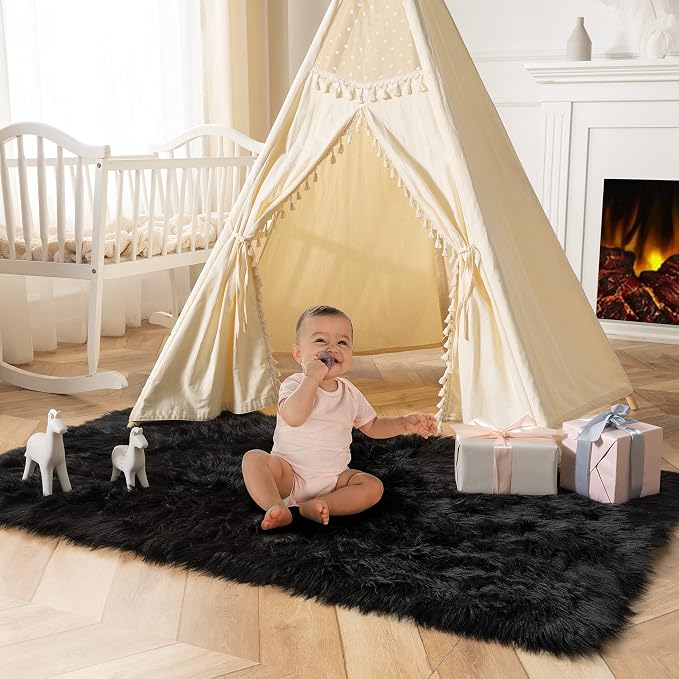 Ashler faux fur rug, Fluffy Shaggy Area Rug Ultra Soft 3 x 5 Feet Rectangle Fur by AshlerHomeDeco